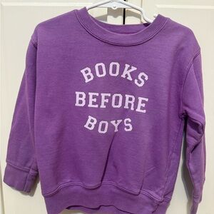 Purple Sweatshirt with 'Books Before Boys' Print